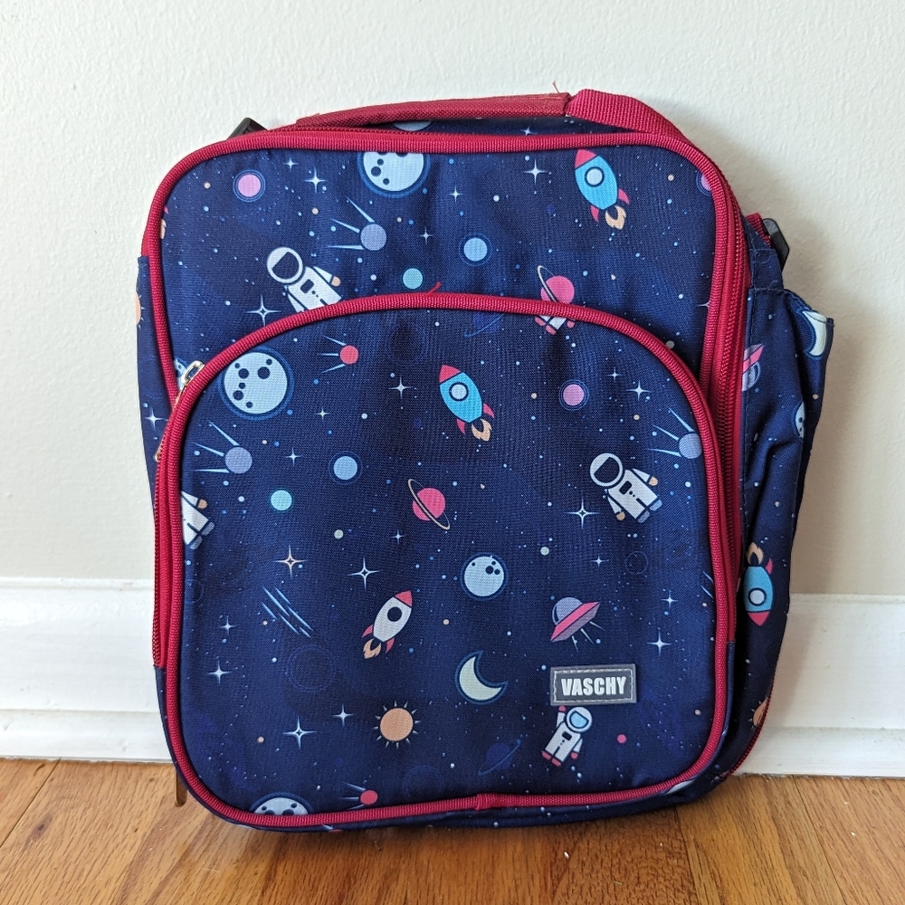 Vaschy Outer Space cute cartoon insulated lunch box with optional strap, kids OS